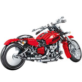782pcs Technic Harley Davidson Motorcycle Model Red Color Building Block Set Compatible Lego Set