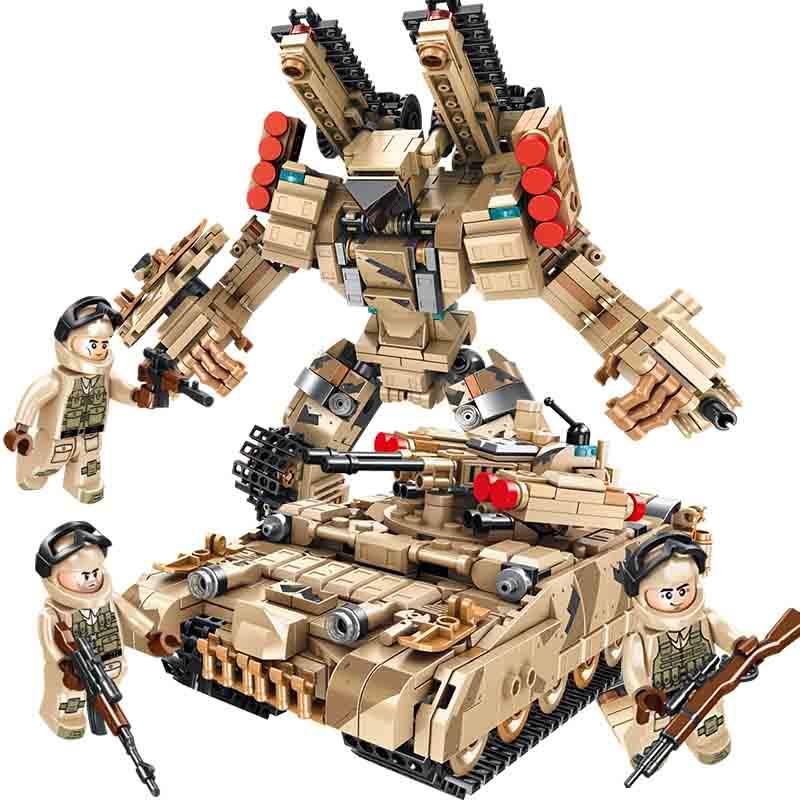 2 IN 1 BMPT Terminator Main Battle Tanks Deformation Transformer Robot Military Building Blocks Toys Sets Compatible Lego