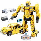 1124pcs 2 in 1 DIY Assembling RC Transformer Bumblebee Car Model Compatible Lego Technic Building Blocks