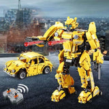 1124pcs 2 in 1 DIY Assembling RC Transformer Bumblebee Car Model Compatible Lego Technic Building Blocks