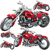 782pcs Technic Harley Davidson Motorcycle Model Red Color Building Block Set Compatible Lego Set