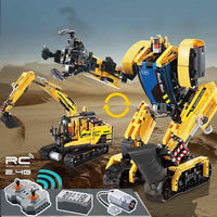 2 in 1 Remote Control Robot RC Excavator Building Blocks Toys Compatible Lego transformer