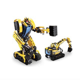 2 in 1 Remote Control Robot RC Excavator Building Blocks Toys Compatible Lego transformer