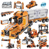 10 in 1 Smart Acousto-optic induction city port truck engineering car building blocks Toy Set Compatible Lego Truck