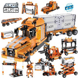 10 in 1 Smart Acousto-optic induction city port truck engineering car building blocks Toy Set Compatible Lego Truck