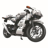 716pcs Technic Racing Motorcycle Model White Color Building Block Set Compatible Lego Set
