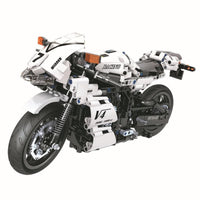 716pcs Technic Racing Motorcycle Model White Color Building Block Set Compatible Lego Set